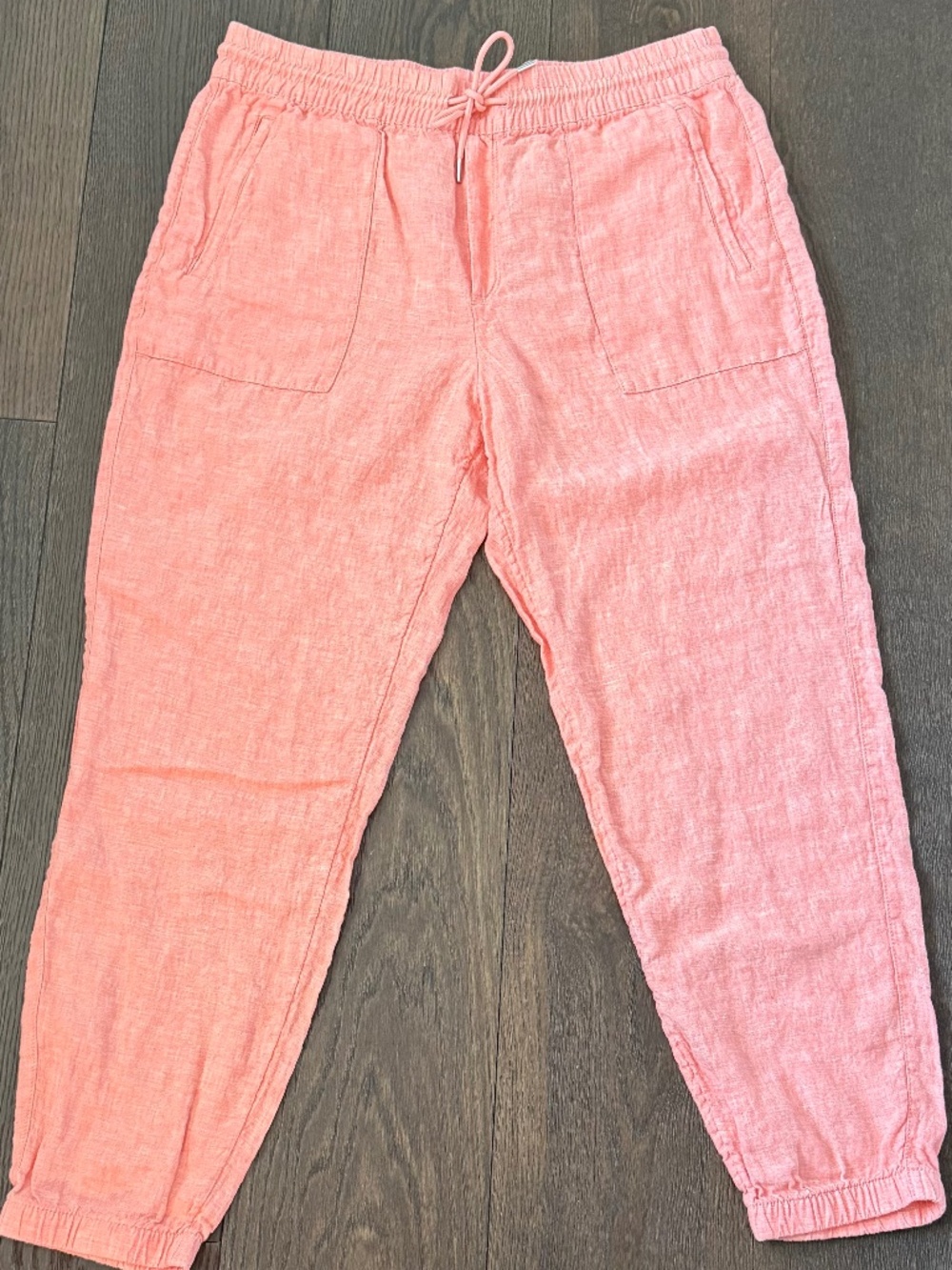 Athleta 100% Linen Jogger Pants — Coral/Pink, Size 14
